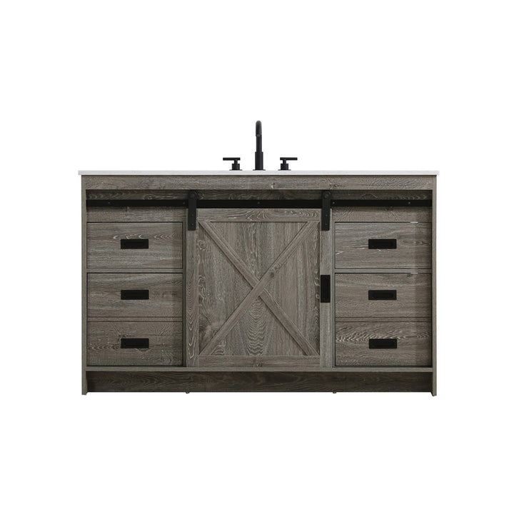 54 Inch Single Bathroom Vanity In Rustic Grey - View 3 - Joshua Marshal