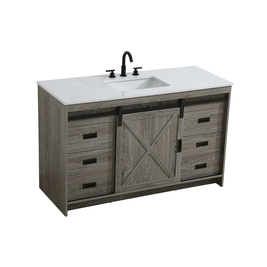 54 Inch Single Bathroom Vanity In Rustic Grey - View 4 - Joshua Marshal