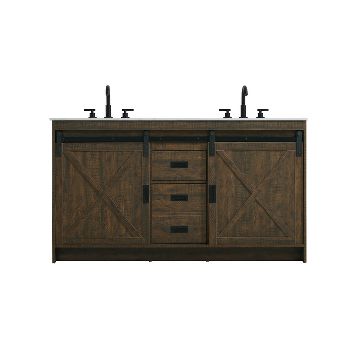 60 Inch Double Bathroom Vanity In Expresso - View 3 - Joshua Marshal