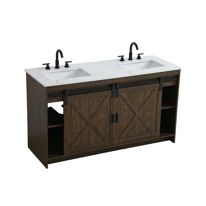 60 Inch Double Bathroom Vanity In Expresso - View 4 - Joshua Marshal
