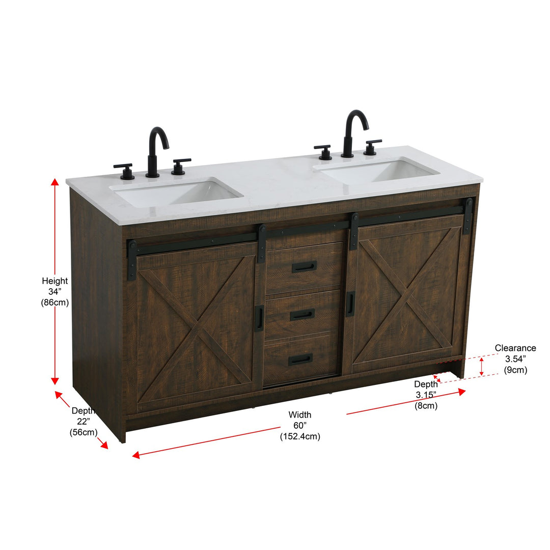 60 Inch Double Bathroom Vanity In Expresso - View 6 - Joshua Marshal