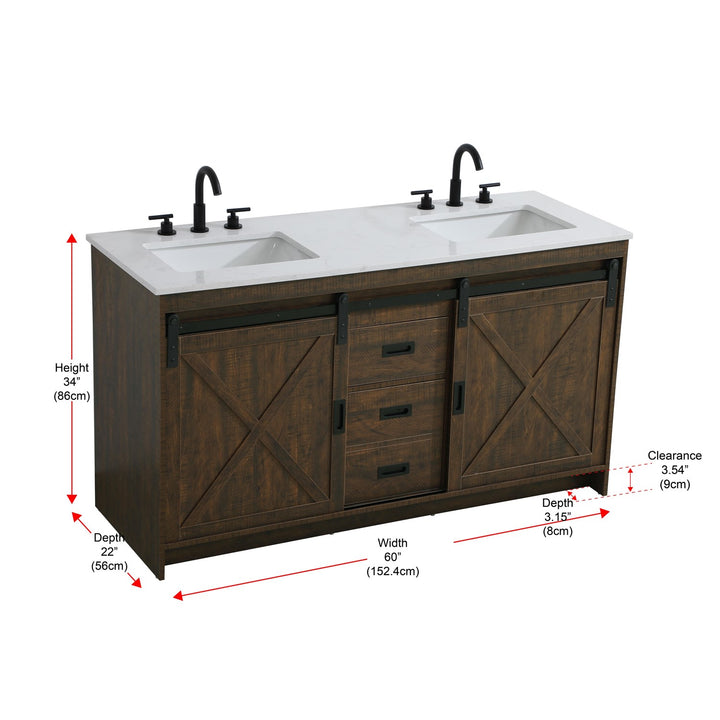 60 Inch Double Bathroom Vanity In Expresso - View 6 - Joshua Marshal