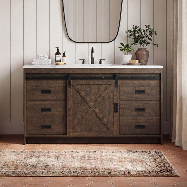 60 Inch Single Bathroom Vanity In Expresso Expresso Finish - KITCHEN & BATH by Joshua Marshal