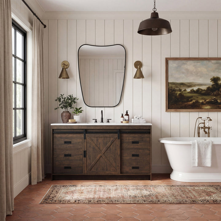 60 Inch Single Bathroom Vanity In Expresso - View 2 - Joshua Marshal