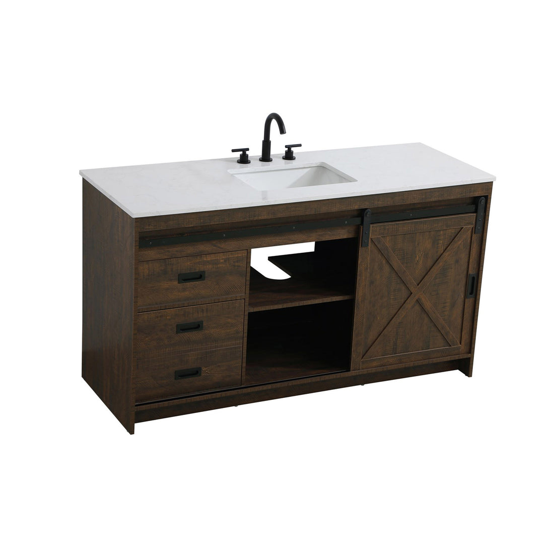 60 Inch Single Bathroom Vanity In Expresso - View 4 - Joshua Marshal