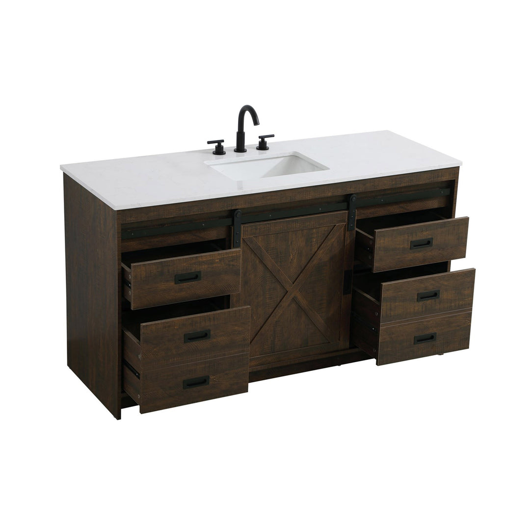 60 Inch Single Bathroom Vanity In Expresso - View 5 - Joshua Marshal