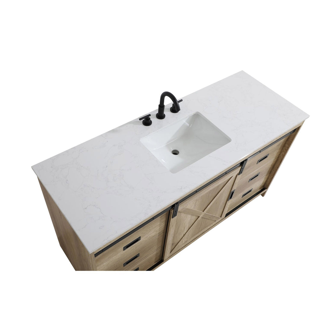 60 Inch Single Bathroom Vanity In Natural Oak - View 6 - Joshua Marshal