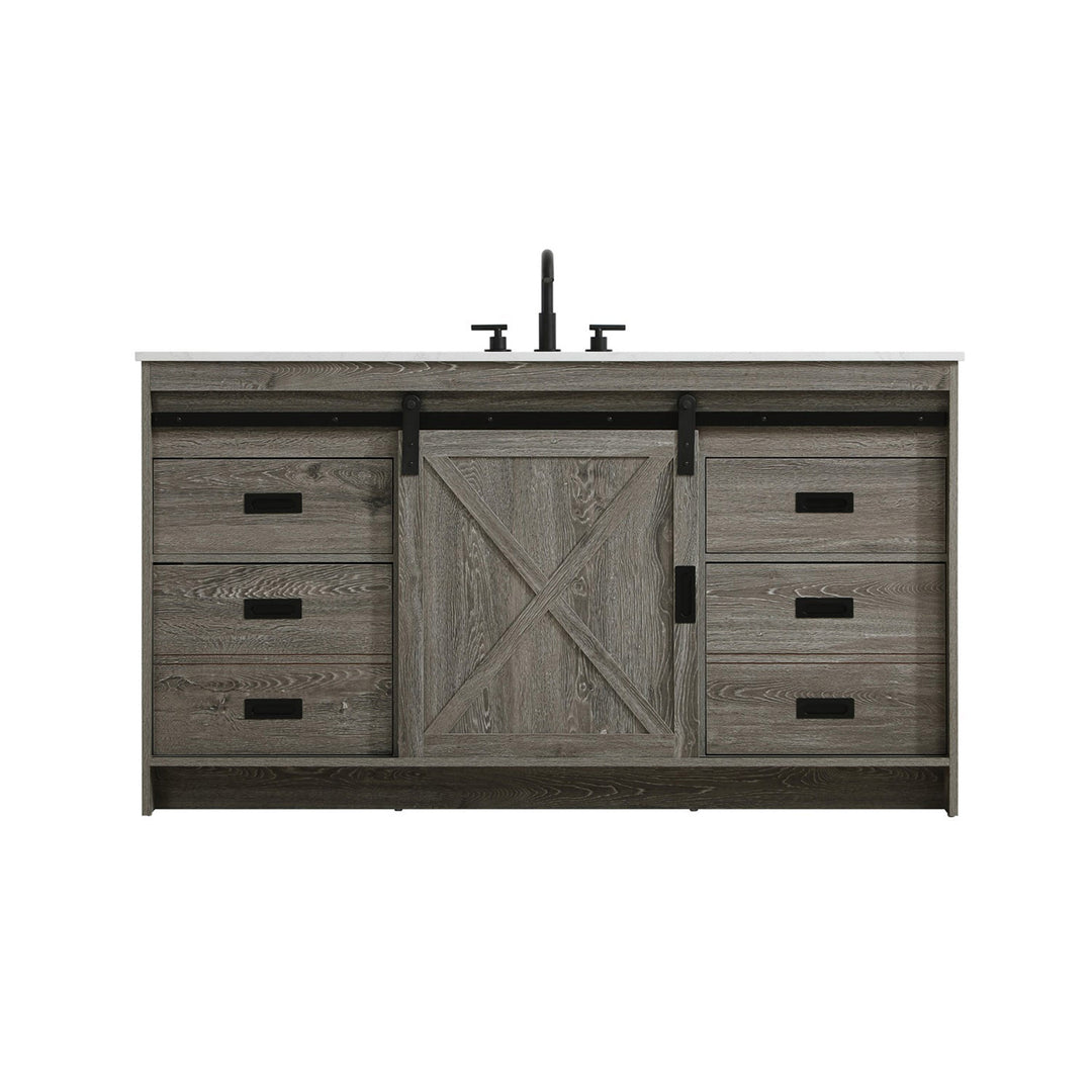60 Inch Single Bathroom Vanity In Rustic Grey - View 3 - Joshua Marshal