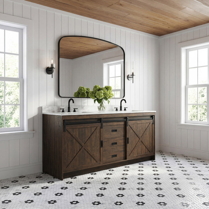 72 Inch Double Bathroom Vanity In Expresso - View 2 - Joshua Marshal