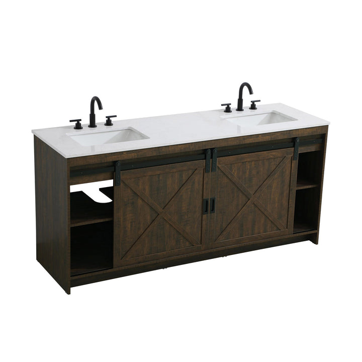 72 Inch Double Bathroom Vanity In Expresso - View 4 - Joshua Marshal
