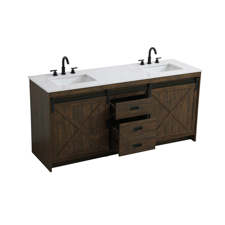 72 Inch Double Bathroom Vanity In Expresso - View 5 - Joshua Marshal