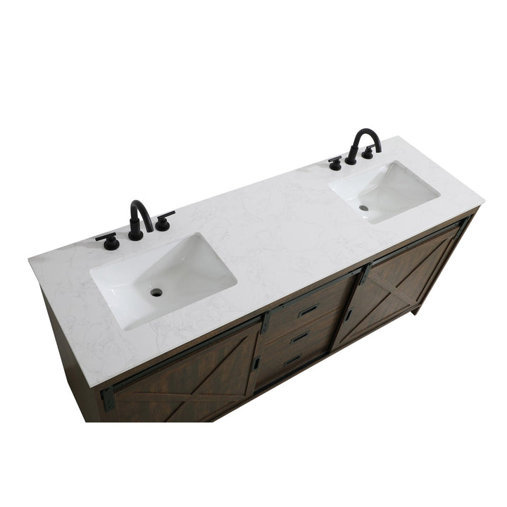 72 Inch Double Bathroom Vanity In Expresso - View 6 - Joshua Marshal