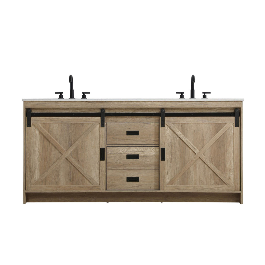 72 Inch Double Bathroom Vanity In Natural Oak - View 3 - Joshua Marshal