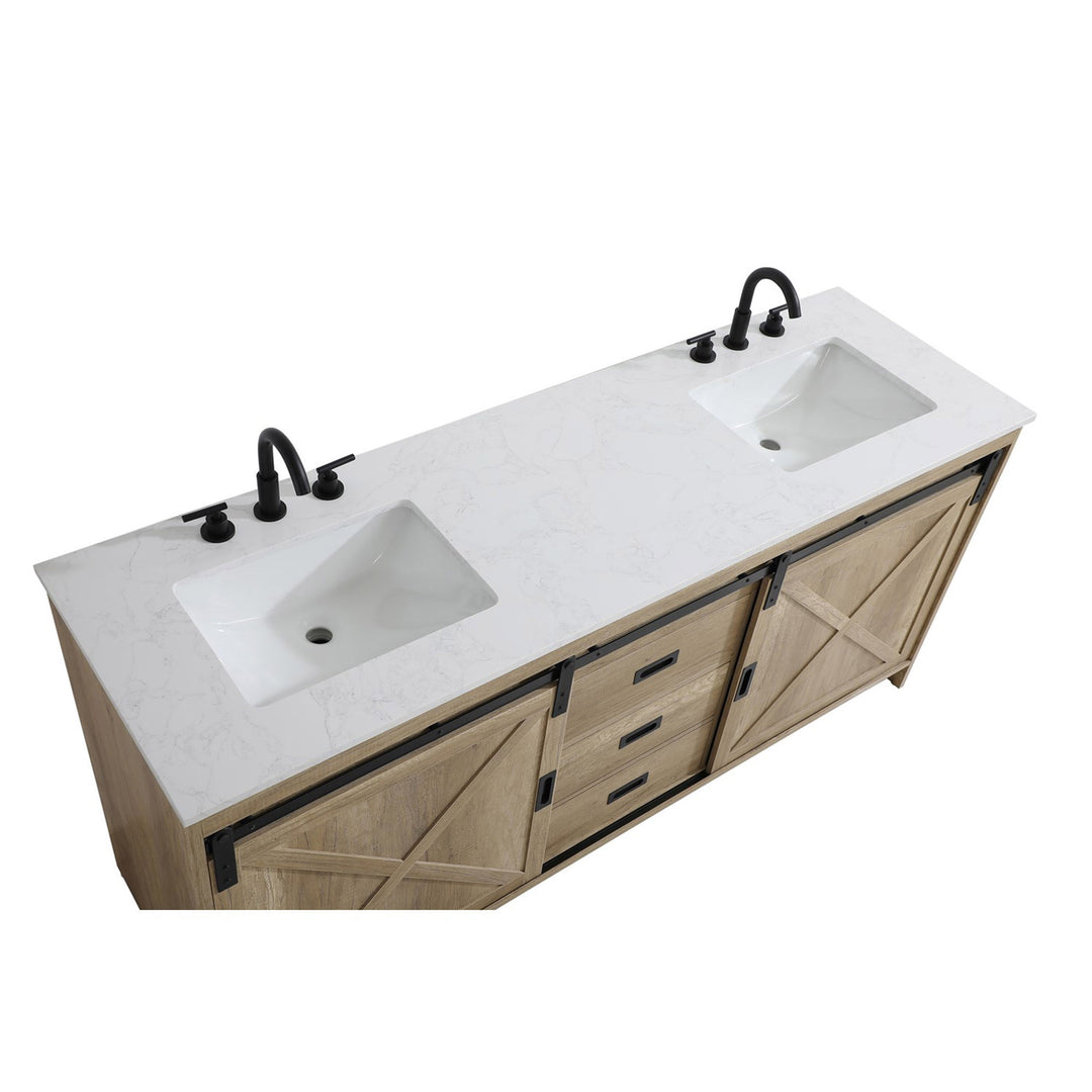 72 Inch Double Bathroom Vanity In Natural Oak - View 6 - Joshua Marshal