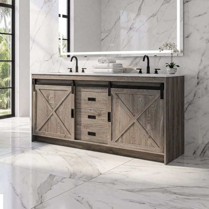 72 Inch Double Bathroom Vanity In Rustic Grey Rustic Grey Finish - KITCHEN & BATH by Joshua Marshal