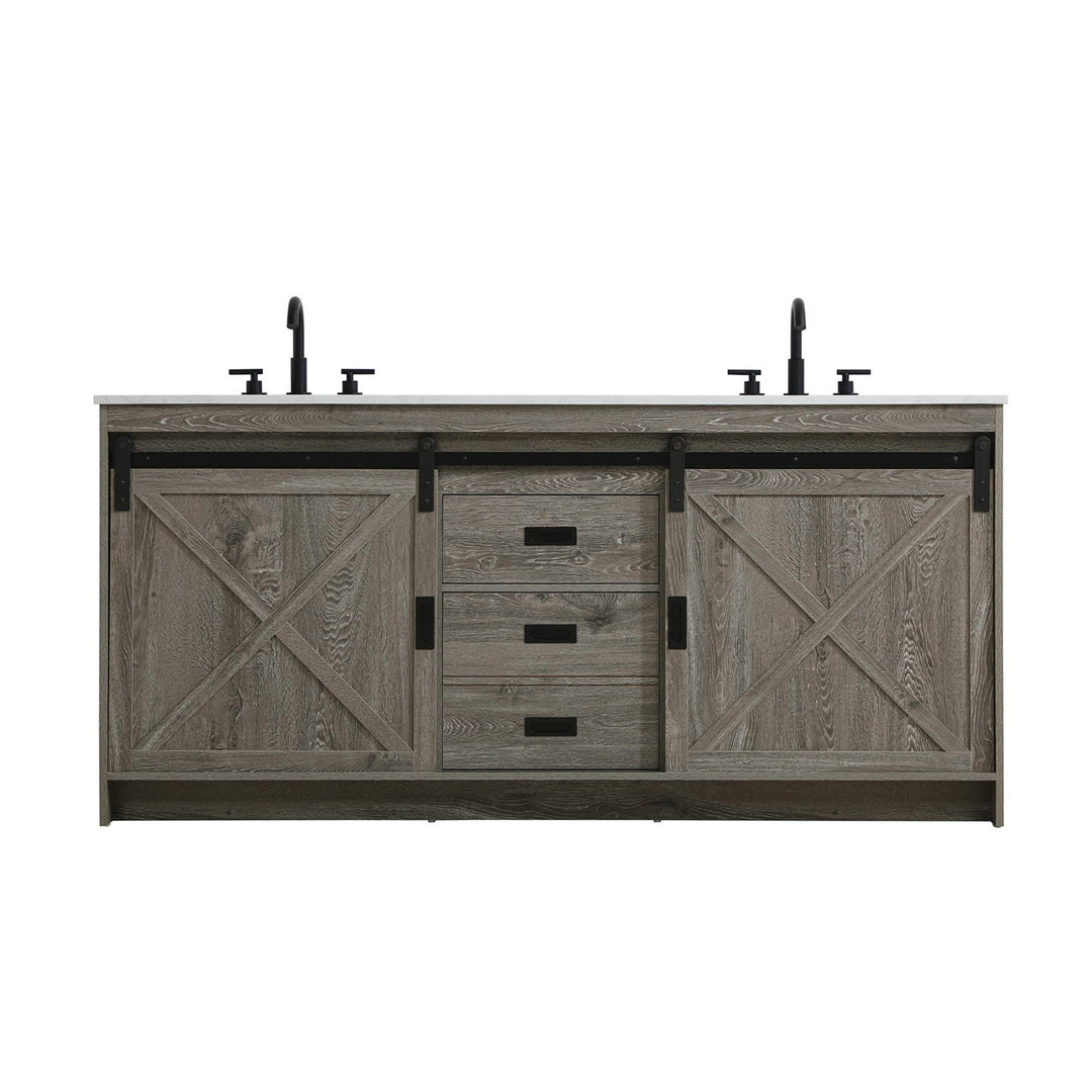 72 Inch Double Bathroom Vanity In Rustic Grey - View 3 - Joshua Marshal