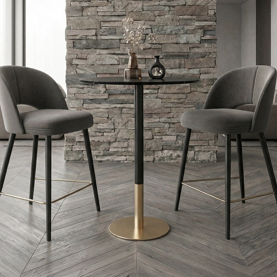 31.5 Inch Pub Table In Black Black And Gold Finish - FURNITURE by Joshua Marshal