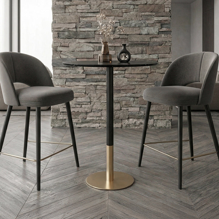 31.5 Inch Pub Table In Black Black And Gold Finish - FURNITURE by Joshua Marshal