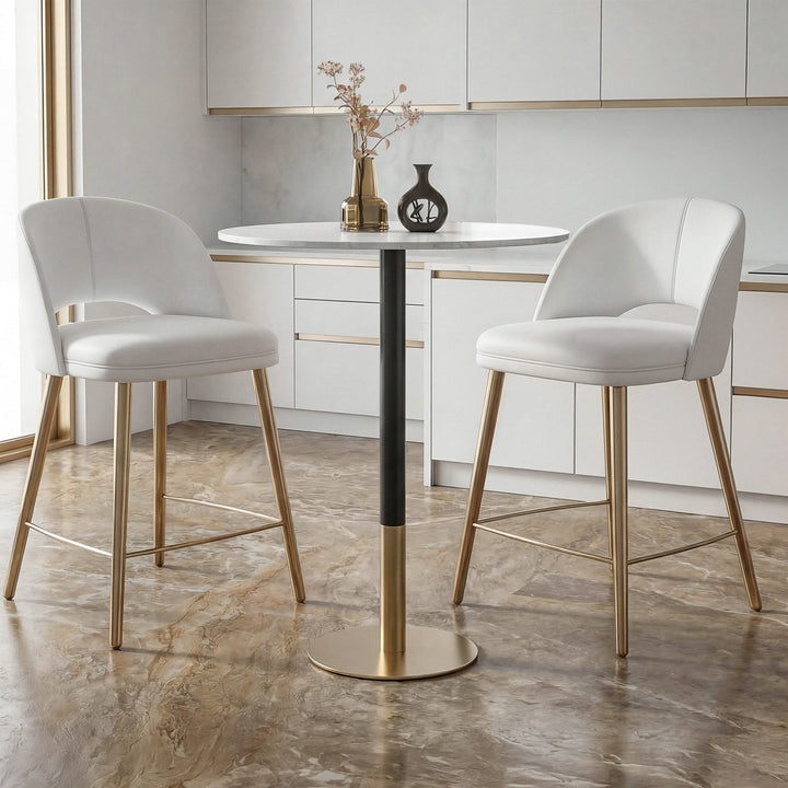 31.5 Inch Pub Table In White White And Gold Finish - FURNITURE by Joshua Marshal