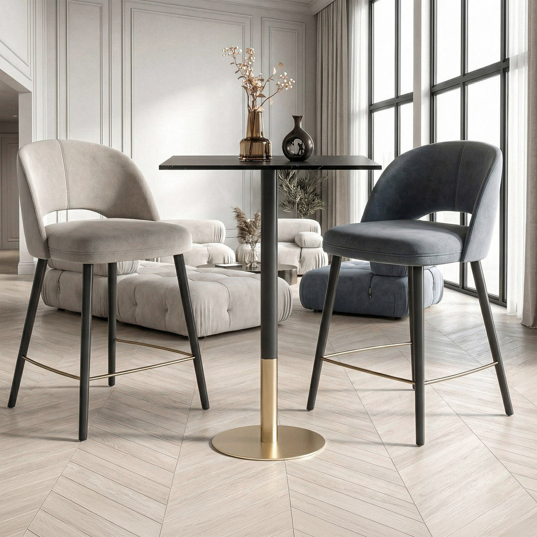 28 Inch Pub Table In Black Black And Gold Finish - FURNITURE by Joshua Marshal