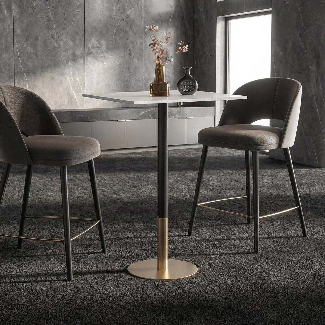 28 Inch Pub Table In White White And Gold Finish - FURNITURE by Joshua Marshal