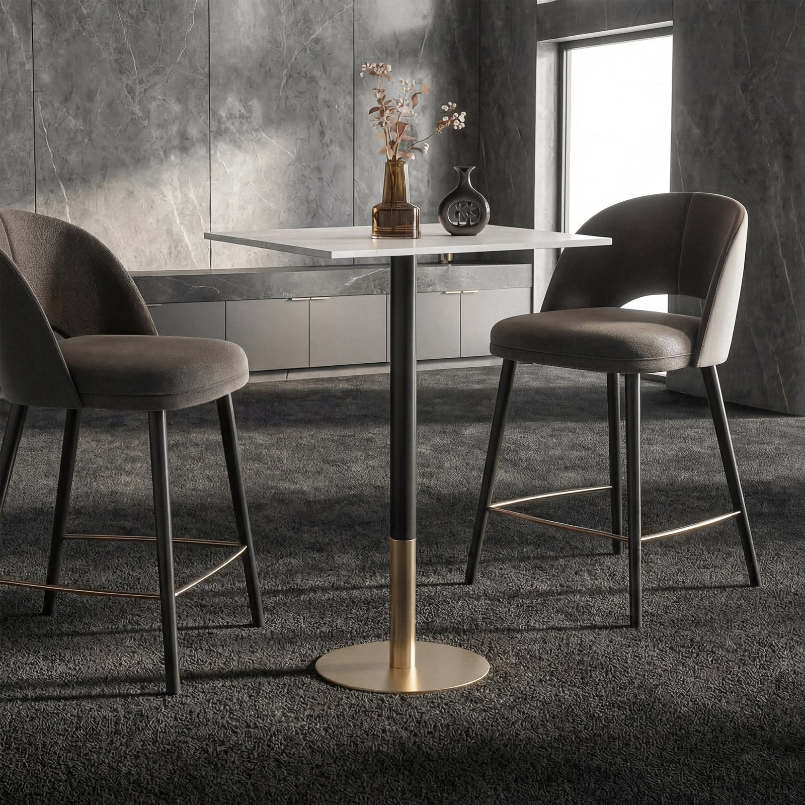 28 Inch Pub Table In White White And Gold Finish - FURNITURE by Joshua Marshal