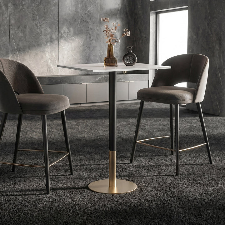 28 Inch Pub Table In White White And Gold Finish - FURNITURE by Joshua Marshal