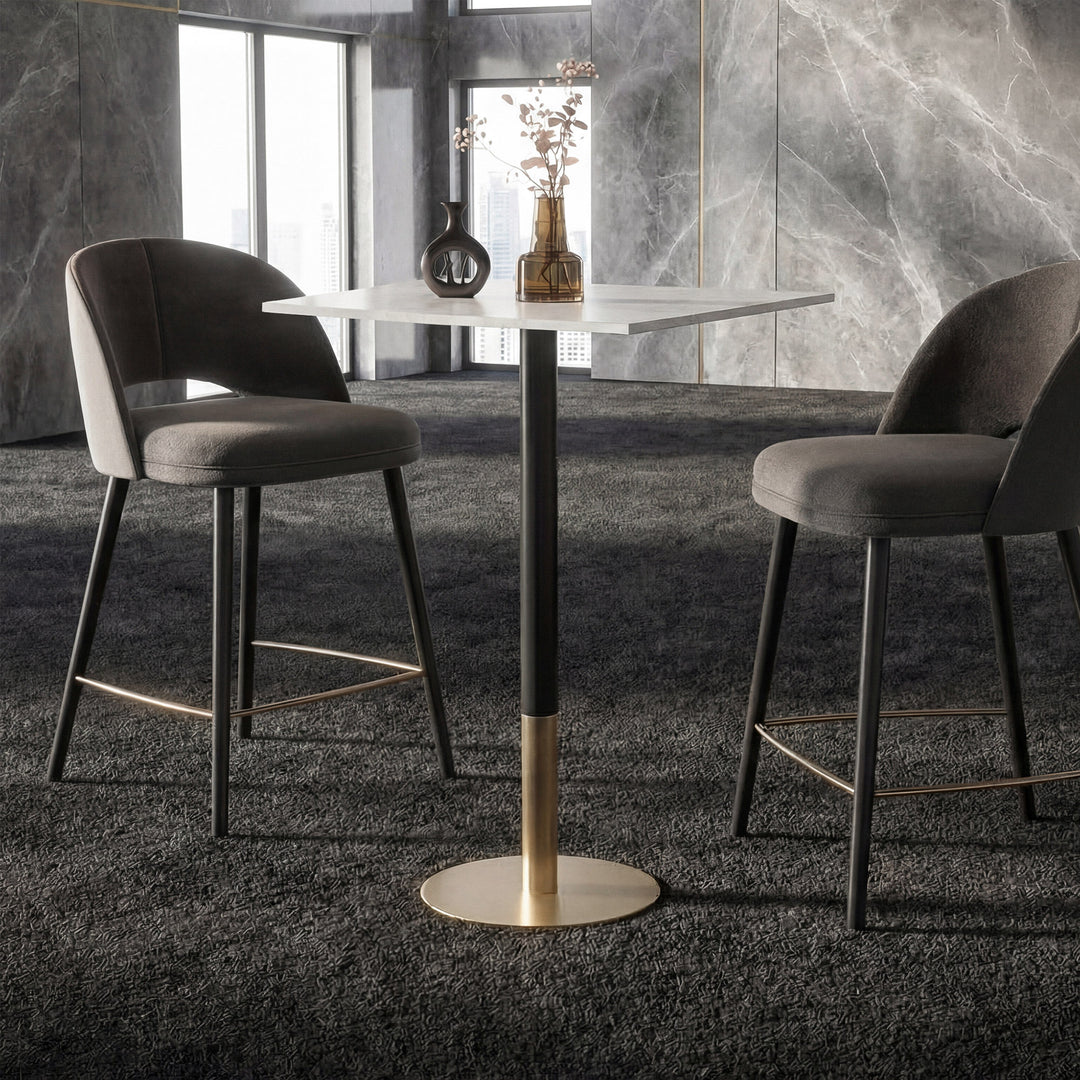 31.5 Inch Pub Table In White White And Gold Finish - FURNITURE by Joshua Marshal