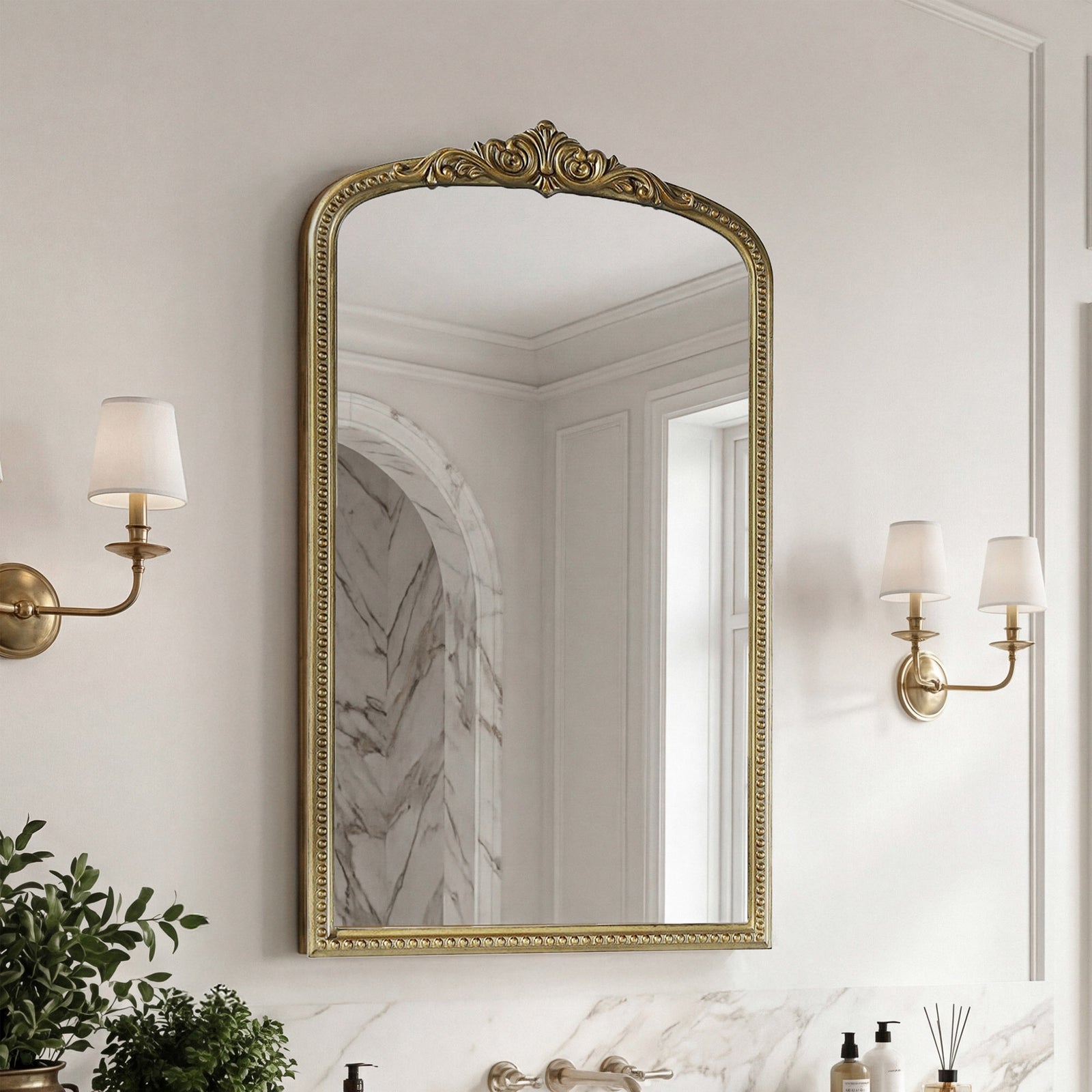 Vintage Resin Mirror 24X42 In Antique Brass Antique Brass Finish - DECOR by Joshua Marshal