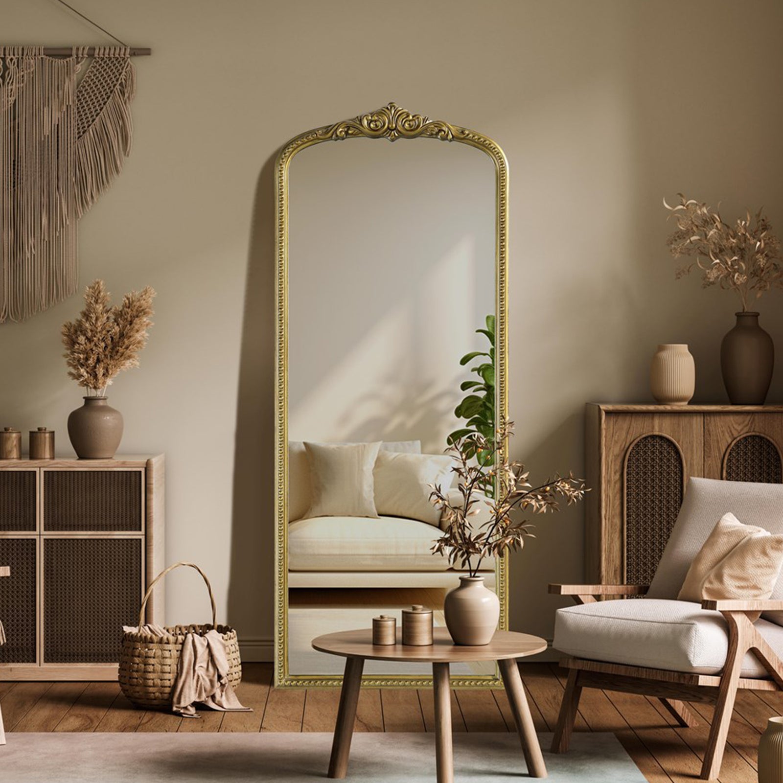 Vintage Resin Mirror 24X60 In Antique Brass Antique Brass Finish - DECOR by Joshua Marshal