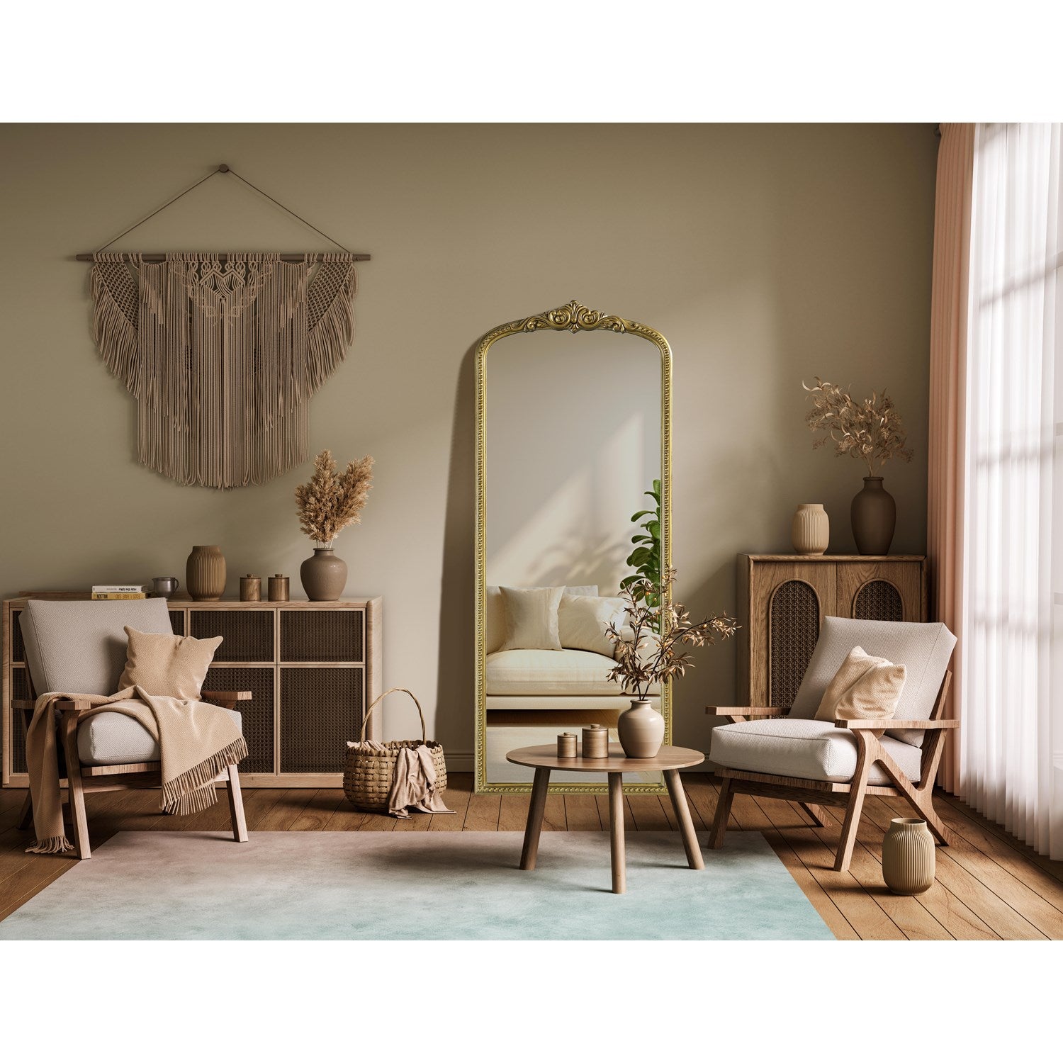 Vintage Resin Mirror 24X60 In Antique Brass - View 2 - Joshua Marshal