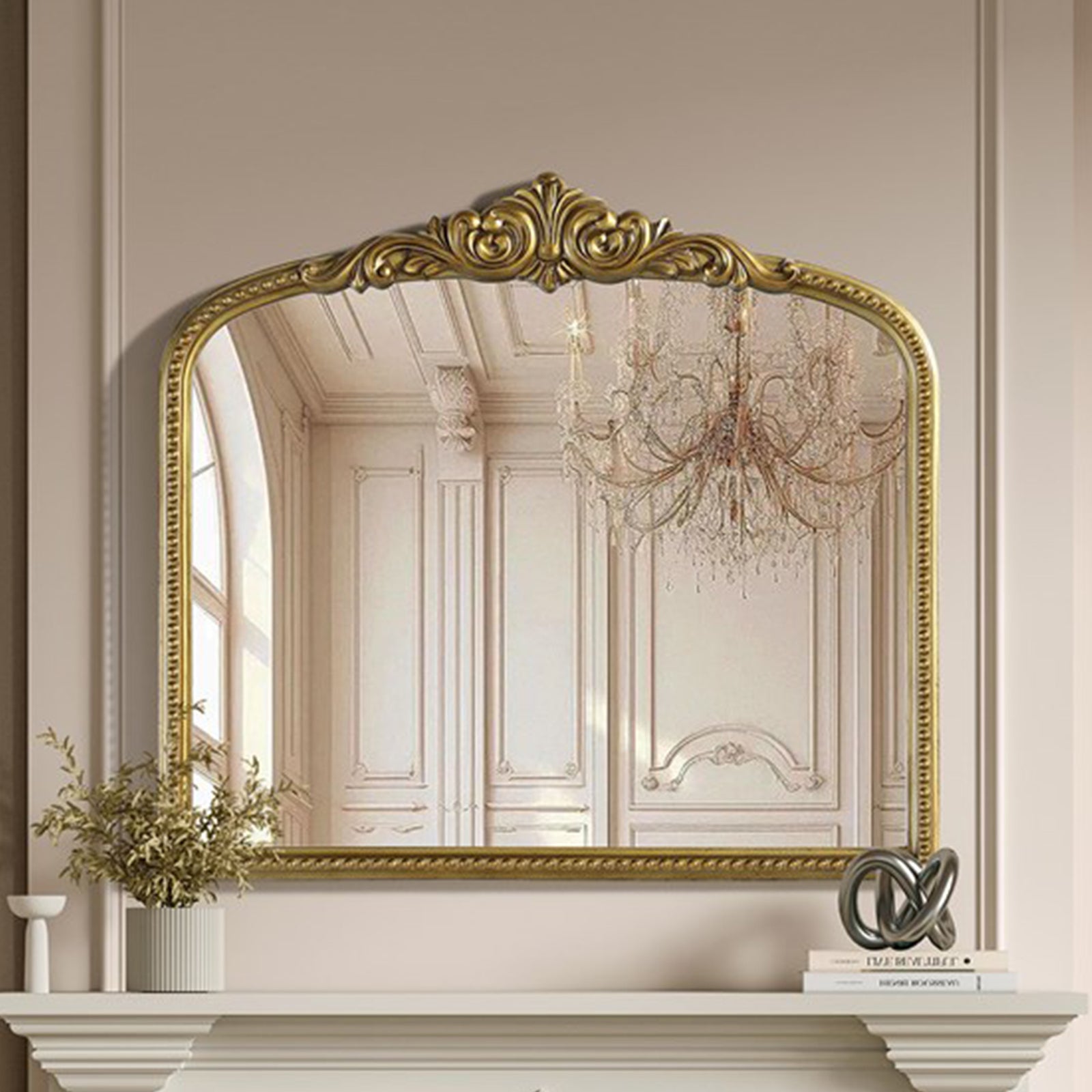 Vintage Resin Mirror 33X30 In Antique Brass Antique Brass Finish - DECOR by Joshua Marshal