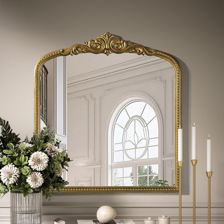 Vintage Resin Mirror 33X36 In Antique Brass Antique Brass Finish - DECOR by Joshua Marshal