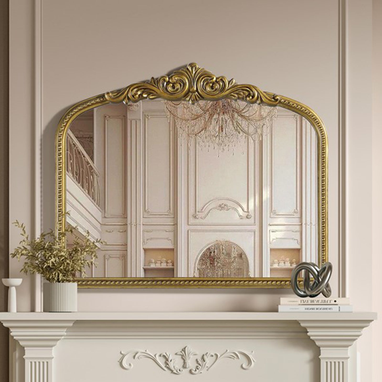Vintage Resin Mirror 36X30 In Antique Brass Antique Brass Finish - DECOR by Joshua Marshal