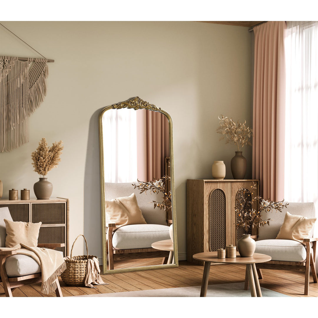 Vintage Resin Mirror 36X72 In Antique Brass - View 2 - Joshua Marshal