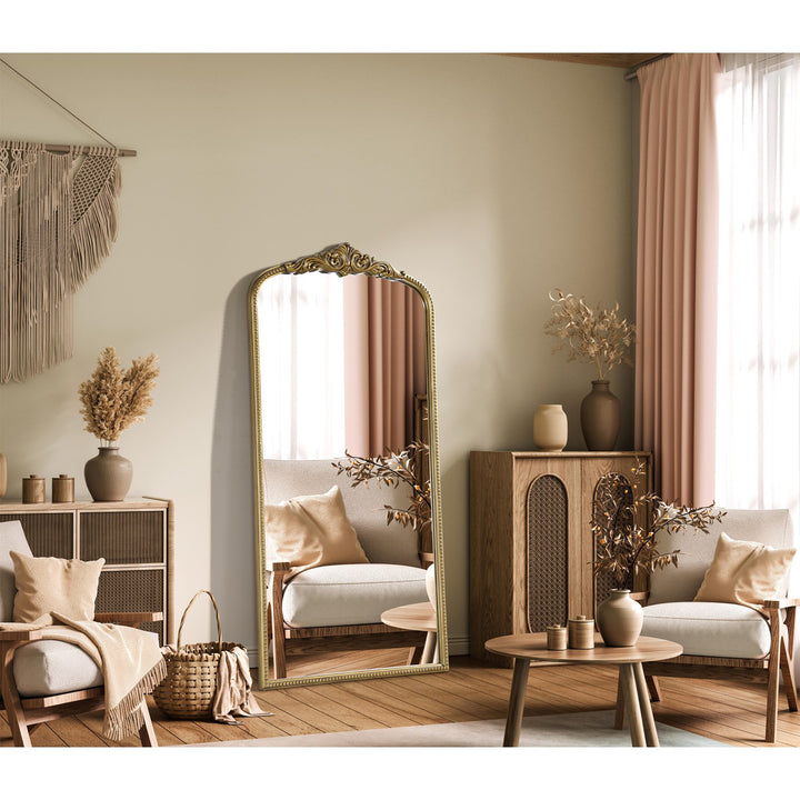 Vintage Resin Mirror 36X72 In Antique Brass - View 2 - Joshua Marshal