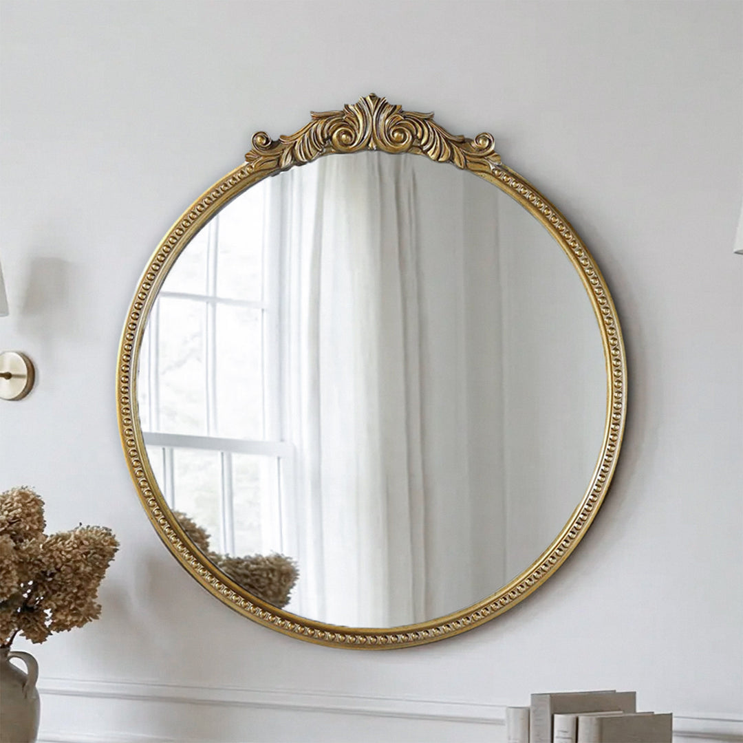 Vintage Resin Mirror 30X32 In Antique Brass Antique Brass Finish - DECOR by Joshua Marshal