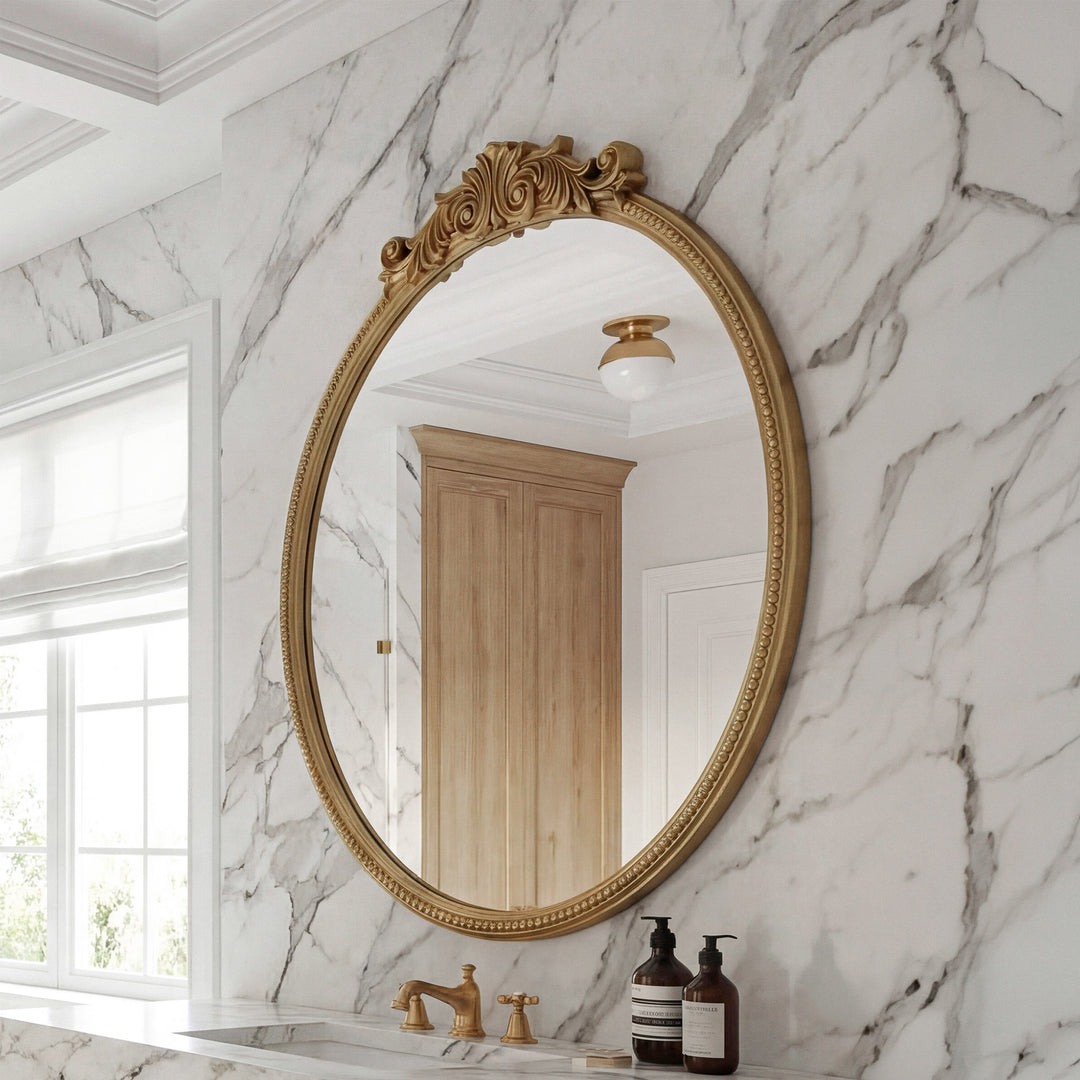 Vintage Resin Mirror 36X38 In Antique Brass Antique Brass Finish - DECOR by Joshua Marshal
