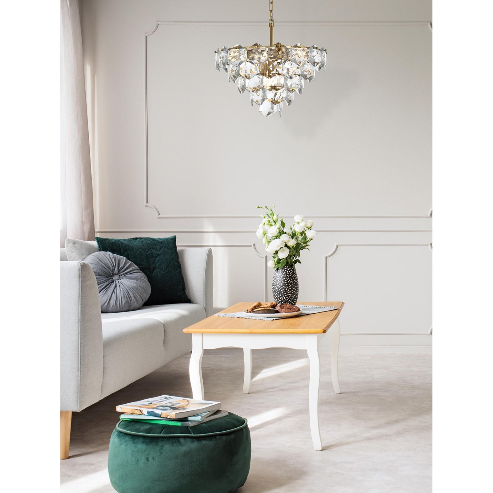 20 Inch Chandelier In Satin Gold - View 2 - Joshua Marshal