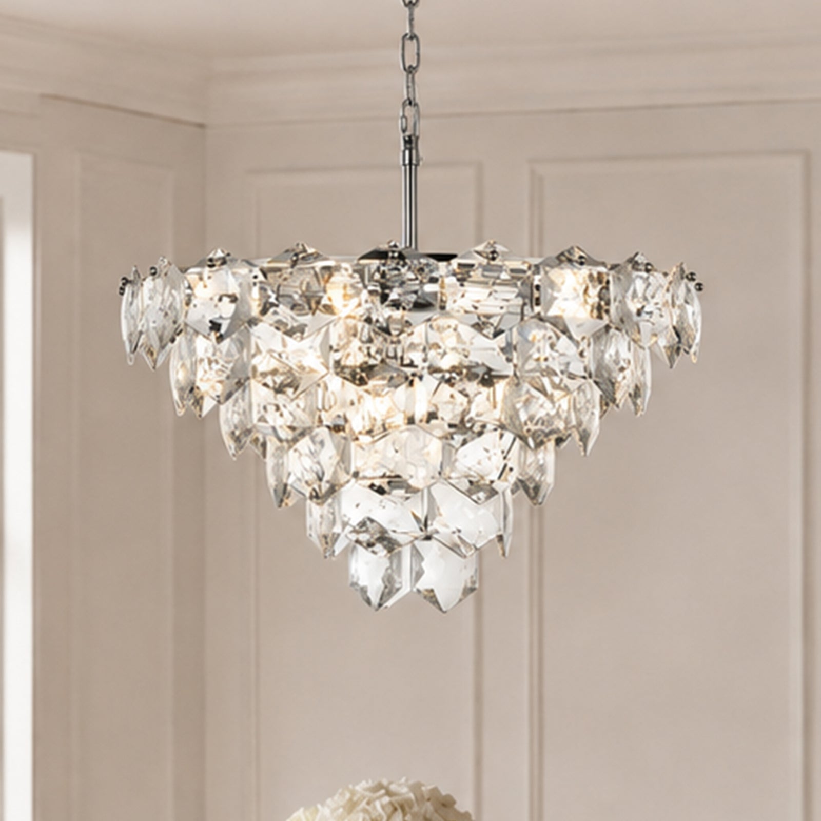24 Inch Chandelier In Chrome Chrome And Clear Finish - LIGHTING by Joshua Marshal