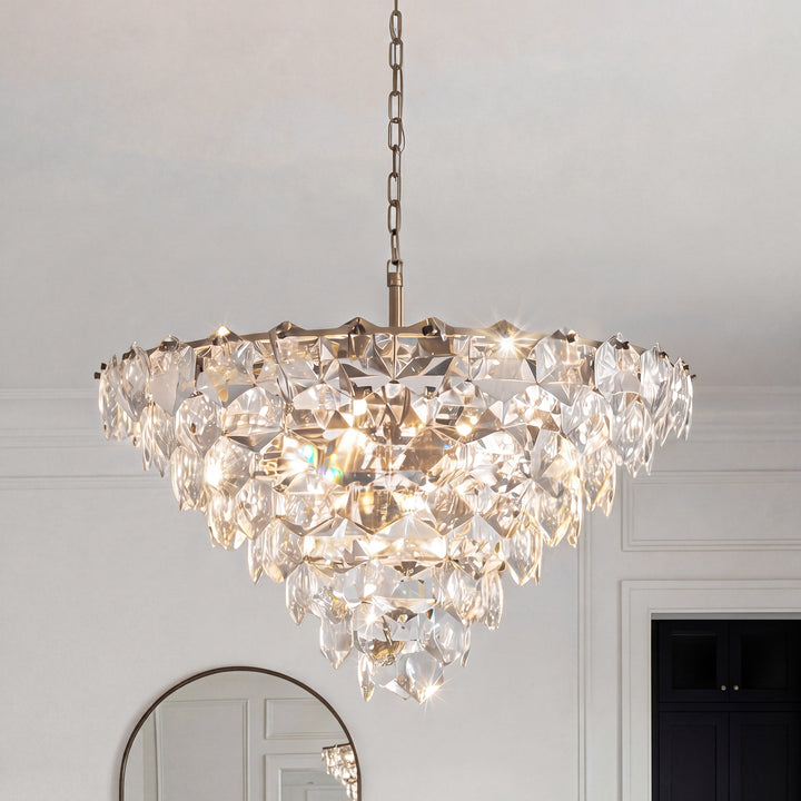 32 Inch Chandelier In Satin Gold Satin Gold And Clear Finish - LIGHTING by Joshua Marshal