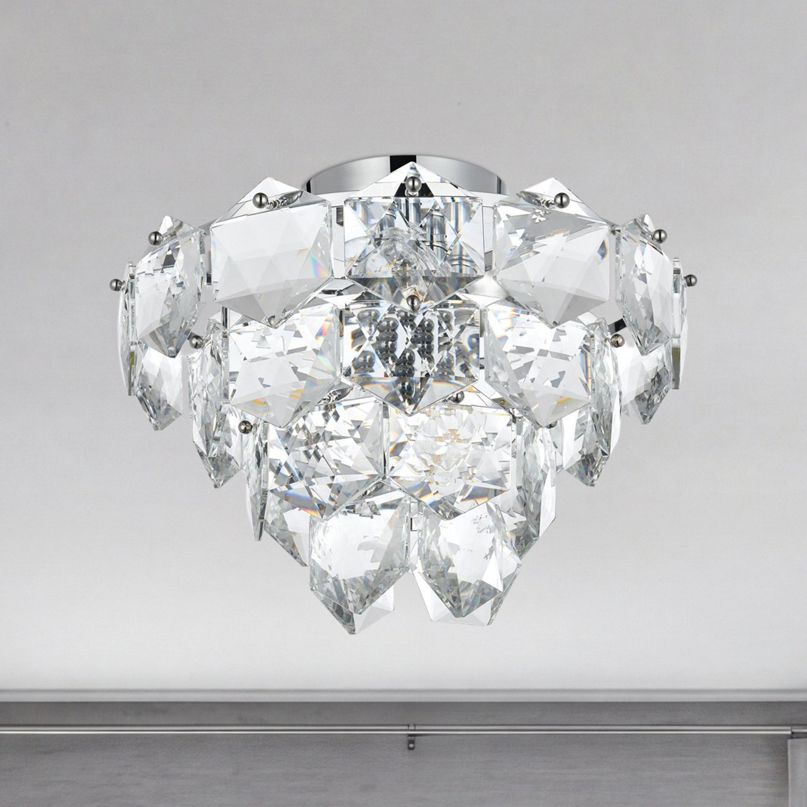 16 Inch Flush Mount In Chrome Chrome And Clear Finish - LIGHTING by Joshua Marshal