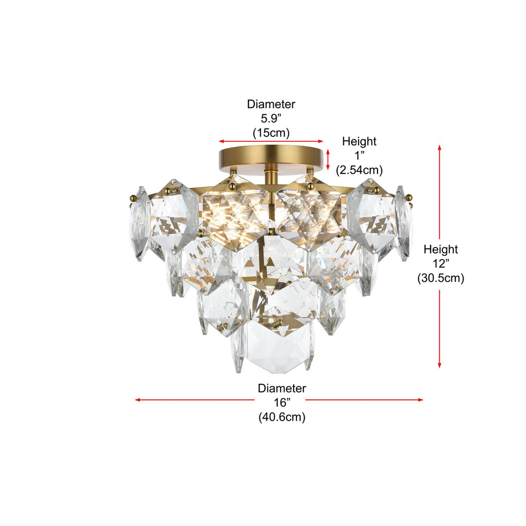 16 Inch Flush Mount In Satin Gold - View 6 - Joshua Marshal