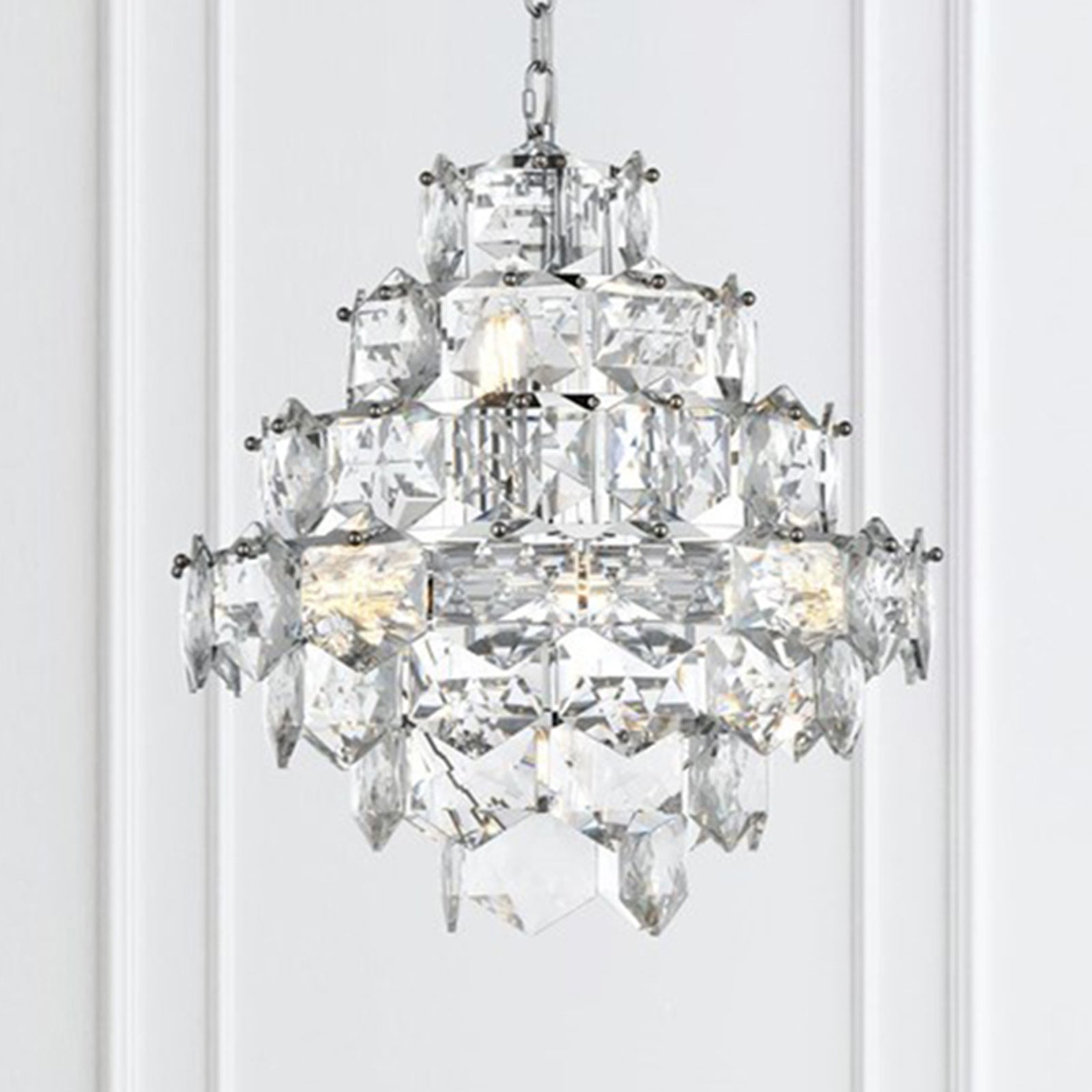 20 Inch Chandelier In Chrome Chrome And Clear Finish - LIGHTING by Joshua Marshal