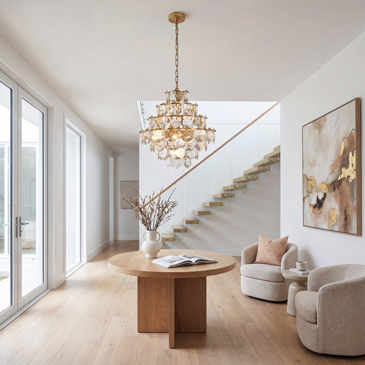 20 Inch Chandelier In Satin Gold - View 2 - Joshua Marshal