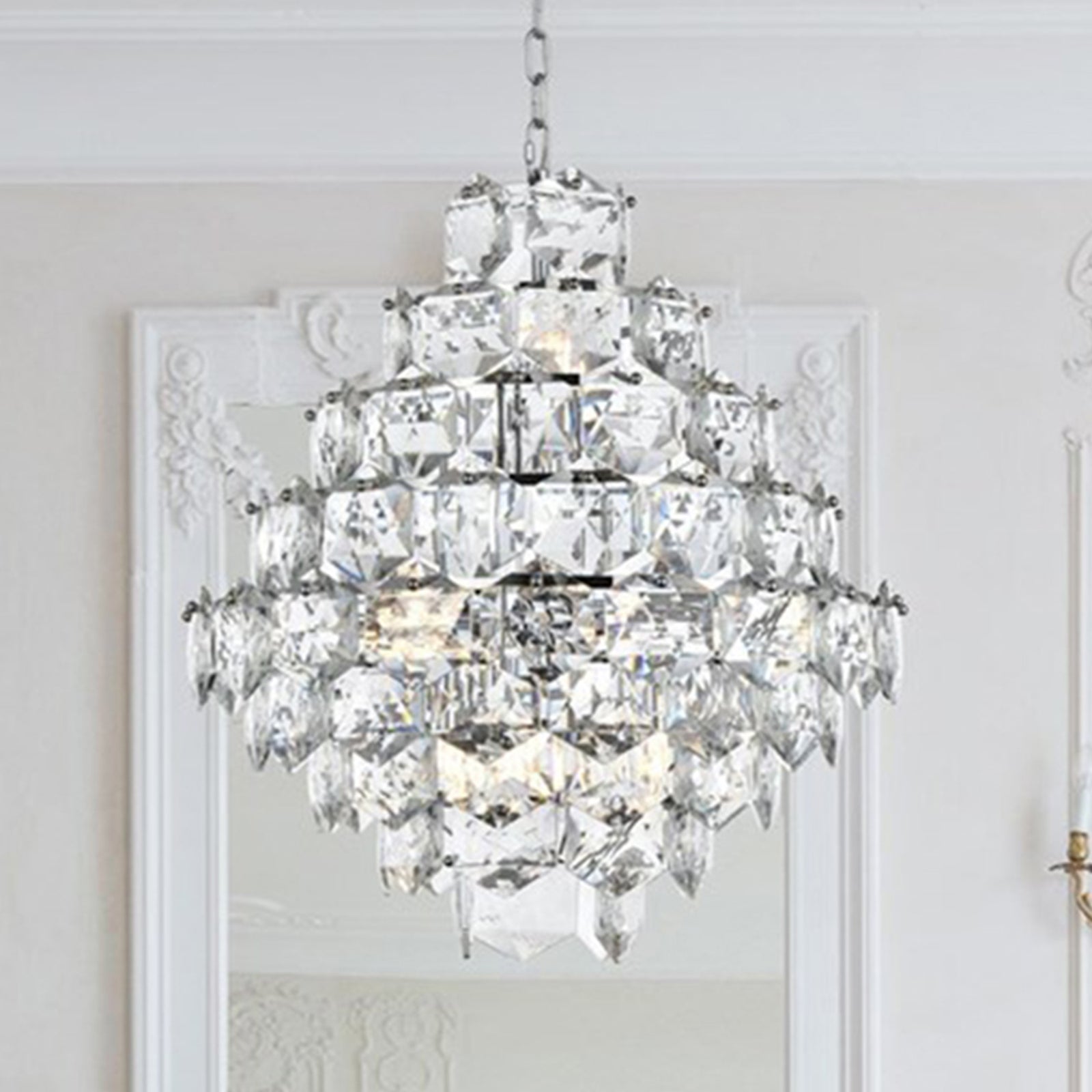 24 Inch Chandelier In Chrome Chrome And Clear Finish - LIGHTING by Joshua Marshal