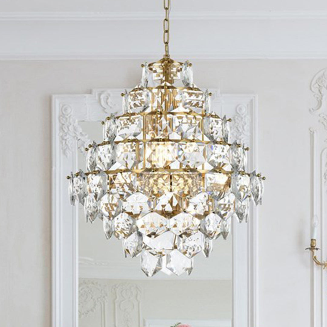 24 Inch Chandelier In Satin Gold Satin Gold And Clear Finish - LIGHTING by Joshua Marshal