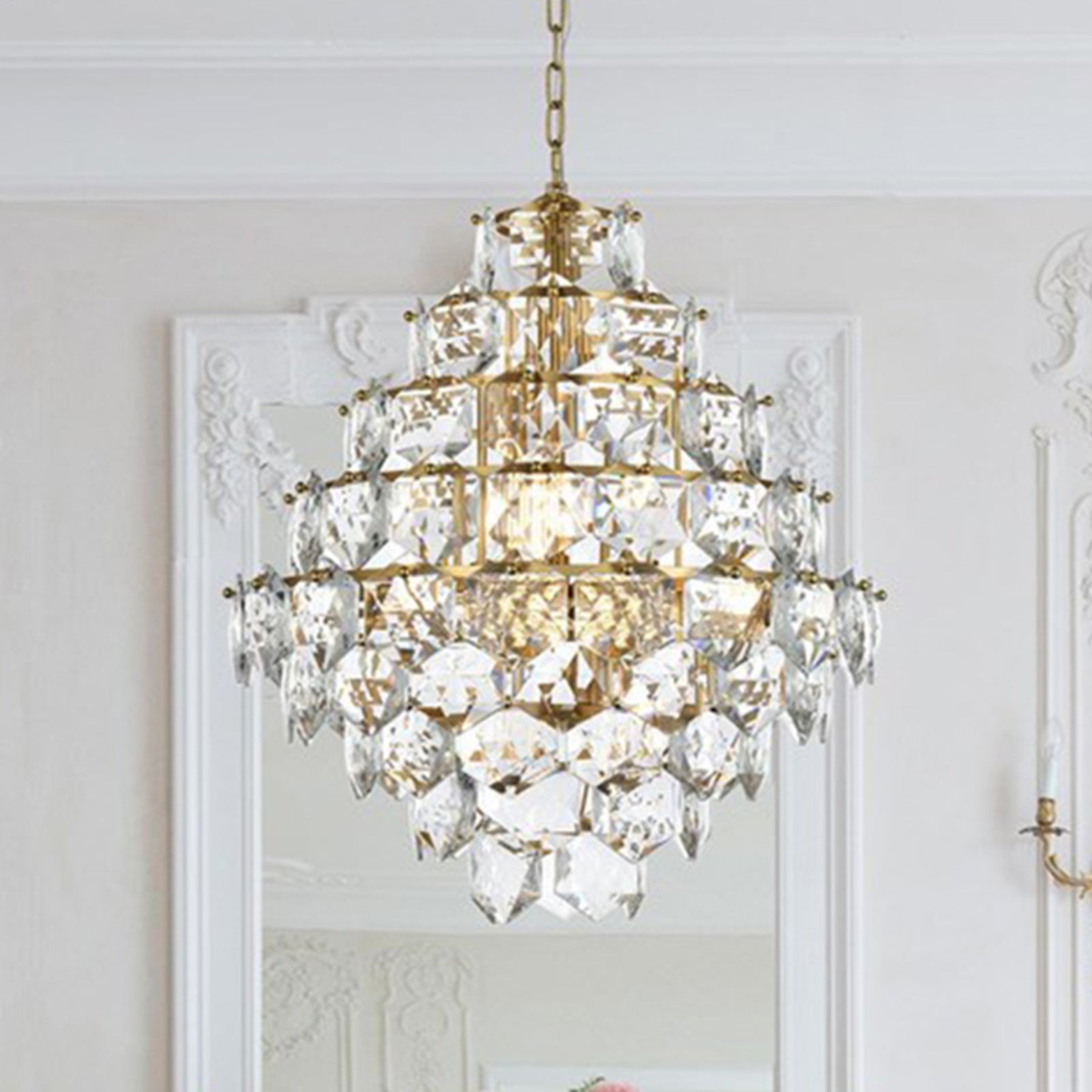 24 Inch Chandelier In Satin Gold Satin Gold And Clear Finish - LIGHTING by Joshua Marshal