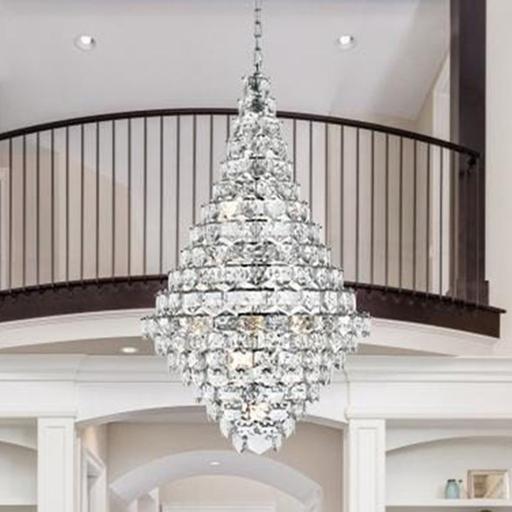 36 Inch Chandelier In Chrome Chrome And Clear Finish - LIGHTING by Joshua Marshal
