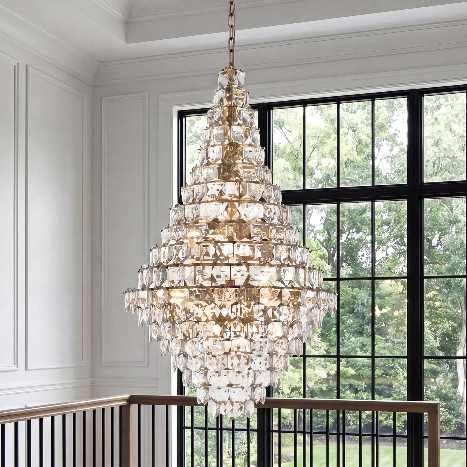 36 Inch Chandelier In Satin Gold Satin Gold And Clear Finish - LIGHTING by Joshua Marshal